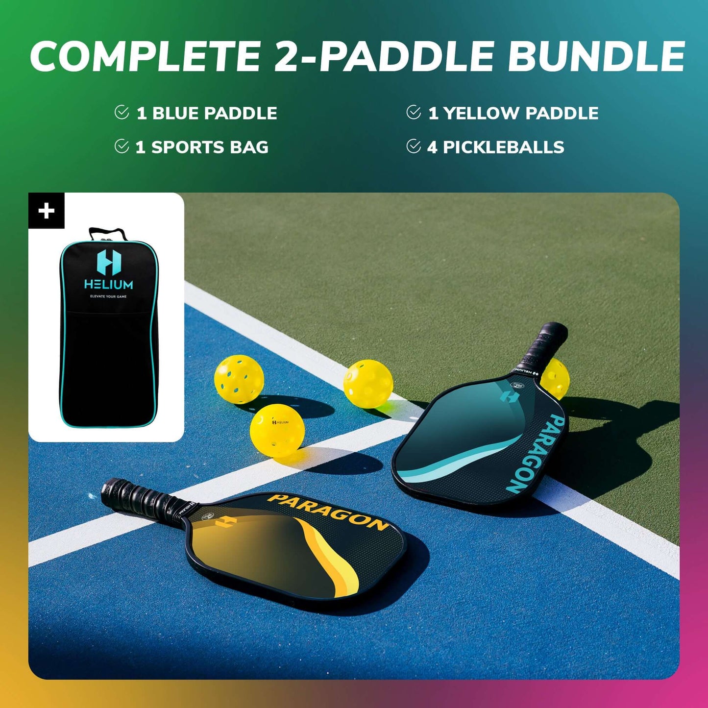 Helium Paragon Fiberglass Paddle - 2-Pack Bundle (Blue & Yellow)